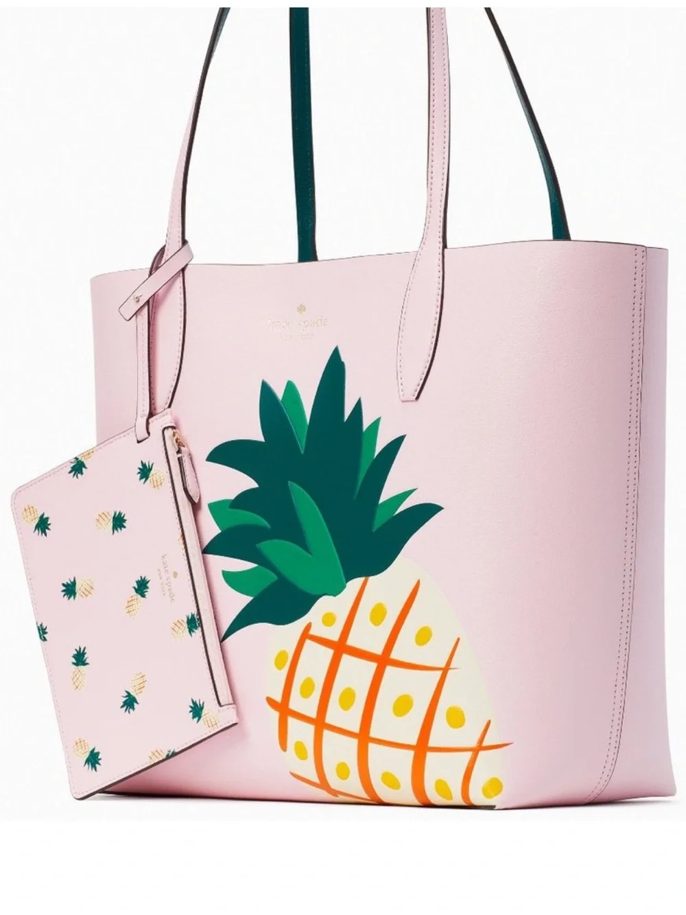 Kate Spade Colada Pineapple Print Reversible Tote with Pouch